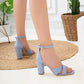 Light Blue Heels, Blue Open Toe Block Heels, Bridal Shoes, Shoes for Bride, Light Blue Platform Heels, Blue Shoes
