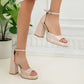 Handmade Open Toe Rose Gold Platform Heels