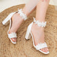 White Wedding Shoes, Bridal Shoes, Block Heels, Lace Wedding Shoes, White Heels, White Bride Shoes, Wedding Shoes, White Lace High Heels