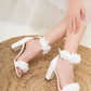White Wedding Shoes, Bridal Shoes, Block Heels, Lace Wedding Shoes, White Heels, White Bride Shoes, Wedding Shoes, White High Heel Shoes