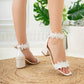 White Heels, White Bride Shoes, Wedding Shoes, White Low Heel Sandals
