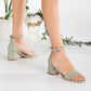 Olive Green Heels, Green Sandals, Green Dress Shoes, Wedding Shoes, Low Heels, Prom Dress Shoes