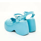 Wedge Sandals, Baby Blue Wedges, Blue Platform Sandals, Baby Blue Sandals, Handmade Sandals, Blue Suede Sandals, Blue Chunky Sandals