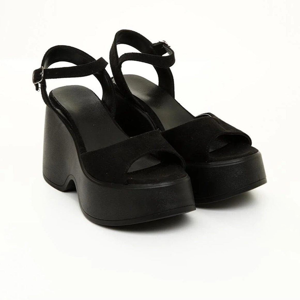 Black Suede Studio Phoebe Wedge Sandal Black Leather retailer