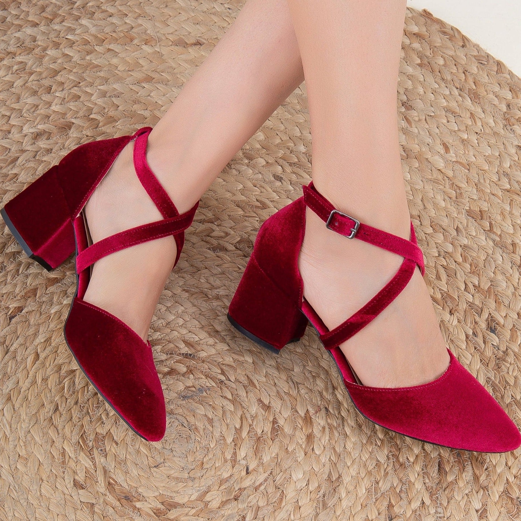 Sam Edelman - Burgundy Velvet Peep Toe Ankle Wrap Tie Heeled Shoes - S –  Superior Thrift