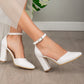 White Wedding Shoes, Wedding Heels with Ribbon, Wedding Block Heels, Shoes for Bride, Bridal High Heels, Bridal Block Heels, Bride Heels