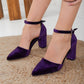 Purple Block Heels, Wedding Shoes, Purple Velvet Shoes, Purple Bridal Shoes, Purple Velvet Heels, Purple Velvet Pumps for Bride, Velvet Heel
