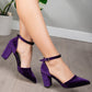 Purple Block Heels, Wedding Shoes, Purple Velvet Shoes with Ribbon, Purple Bridal Shoes, Purple Velvet Heels, Purple Velvet Pumps for Bride