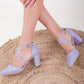 Lilac Glitter Wedding Shoes, Lilac Wedding Heels, Lilac Sparkling Heels, Lilac Bridal Shoes, Lilac Criss Cross Heels, Lilac Block Heels