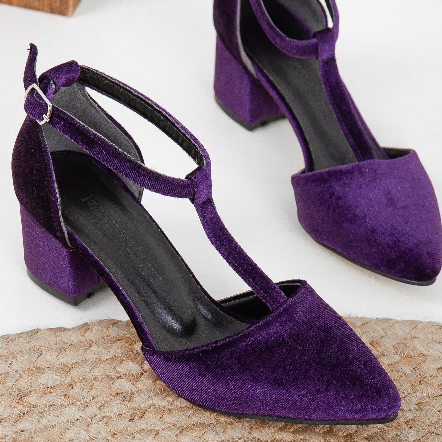 Anicette Purple Velvet Heels 8.5 US 6 UK 24.6 cm 39 EU Purple