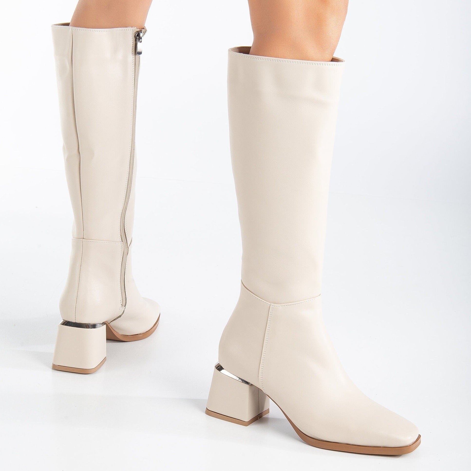 Beige fashion high boots