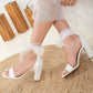 Ivory Wedding Heels, Bridal Shoes, Wedding Shoes, Satin Wedding Sandals, Wedding Block Heels, Wedding Heels with Ribbon, Low Wedding Heels