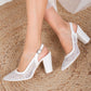 Wedding Shoes, Lace Slingback Shoes, Bridal Shoes, Ivory Slingback Heels, Lace Wedding Shoes, Lace Block Heels, Ivory Block Heels for Bride