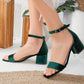 Green Velvet Sandals, Wedding Shoes, Green Velvet Heels, Green Low Heels, Green Wedding Flats, Emerald Green Block Heels, Green High Heels