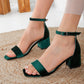 Green Velvet Sandals, Wedding Shoes, Green Velvet Heels, Green Low Heels, Green Wedding Flats, Emerald Green Block Heels, Green High Heels