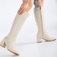 Knee High Boots, Pointed Toe Boots, Beige Long Boots, Women Boots, Beige Boots, Tall Boot, High Heel Boots, Beige Slouch Boots, Heeled Boot