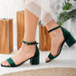 Green Velvet Sandals with Ribbon, Wedding Shoes, Green Velvet Sandals, Green Low Heels, Green Wedding Flats, Emerald Green Block Heels