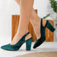 Green Velvet Slingback Shoes, Wedding Shoes, Green Velvet Shoes, Green High Heels, Green Wedding Heels, Emerald Green Block Heel, Bride Shoe