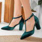Green Wedding Shoes, Teal Green Velvet Heels, Green Block Heels, Green Mary Jane Shoes, Bridal Shoes, Green High Heels, Green Tango Shoes