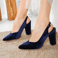 Blue Velvet Shoes, Blue Slingback Shoes, Wedding Shoes, Blue Velvet Heels, Dark Blue Heels, Blue Block Heels, Something Blue, Blue Heels